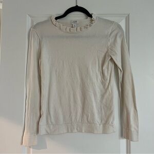 J. Crew Women's Ivory Long Sleeve Ruffle Top